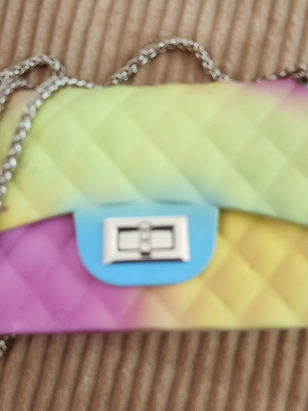 Pastel Rainbow Quilted Crossbody Bag - Multicolor